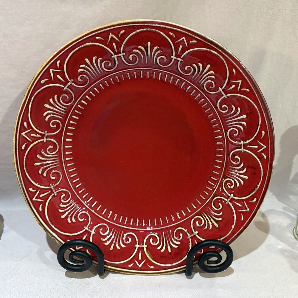 Maioliche Jessica Large Holiday Serving Plate Bowl 12" Red Made in Italy